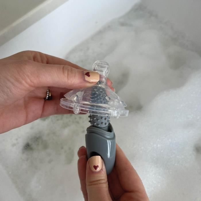 NUBY Cleaning Brush - 2 in 1 for Baby Bottle and Teat with Hygienic Holder