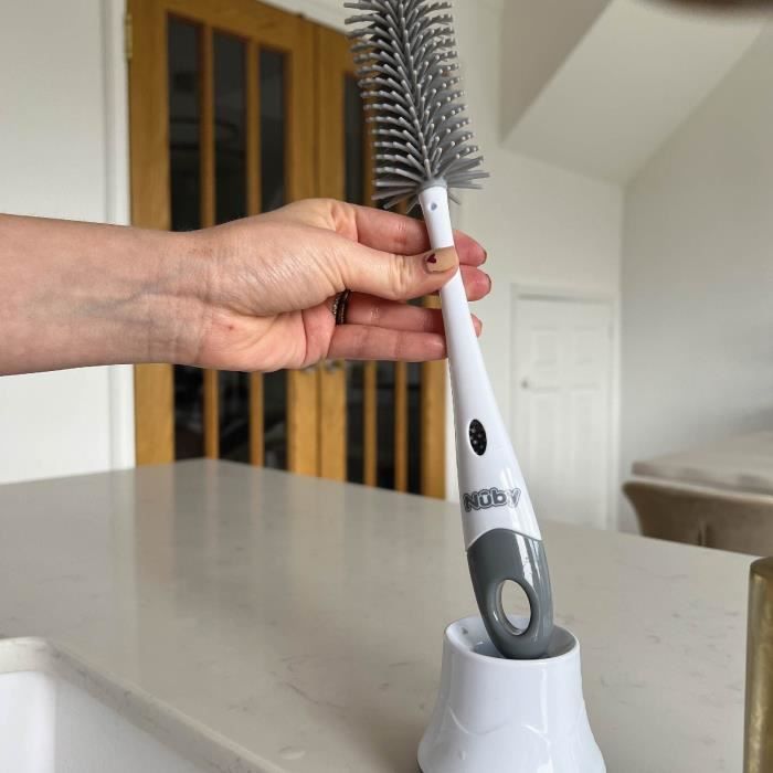 NUBY Cleaning Brush - 2 in 1 for Baby Bottle and Teat with Hygienic Holder