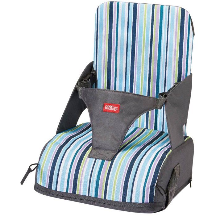 NUBY Booster Seat - 3-Point Harness - Blue Striped