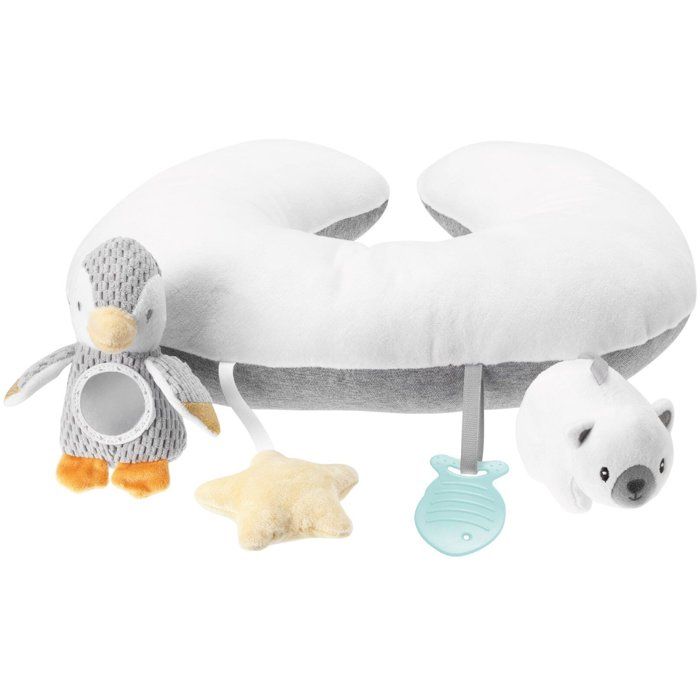 NUBY Soft Interactive Cushion - Tummy Time - Grey/ White