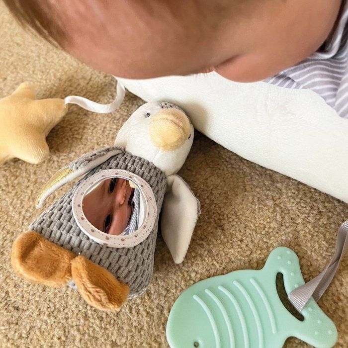 NUBY Soft Interactive Cushion - Tummy Time - Grey/ White