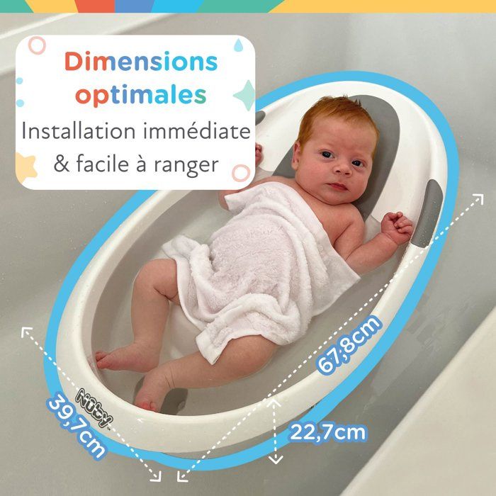Baignoire bébé - NUBY - Dr.Talbot's - Des la Naissance - Support antidérapant intégré - Appui-tete souple