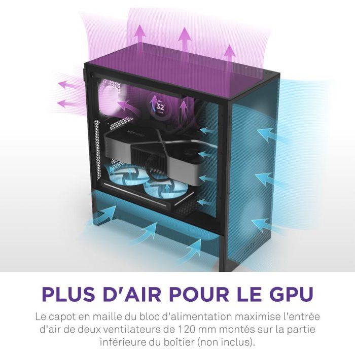 Boitier moyen-tour compact ATX - NZXT - CC-H52FB-01 - H5 Flow - Noir