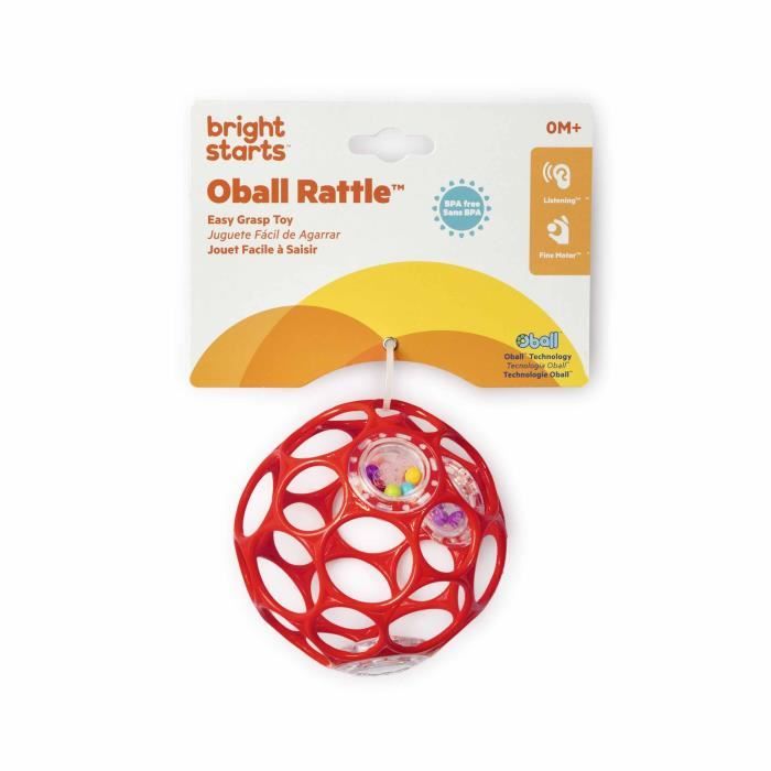 BRIGHT STARS Oball Easy-Grip Rattle Toy, BPA-Free, 0 M+