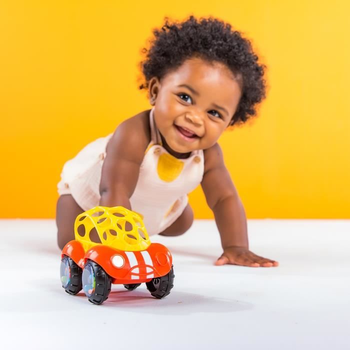 Bright Starts Oball Rattle & Roll Toy, Develops Motor Skills, Soft Material
