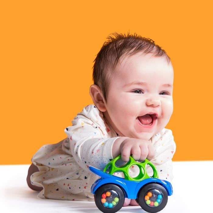 Bright Starts Oball Rattle & Roll Toy, Develops Motor Skills, Soft Material