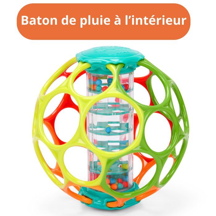 BRIGHT STARTS OBALL Baby Rattle - Rollin' Rainstick with Multicolored Beads (3 M+)
