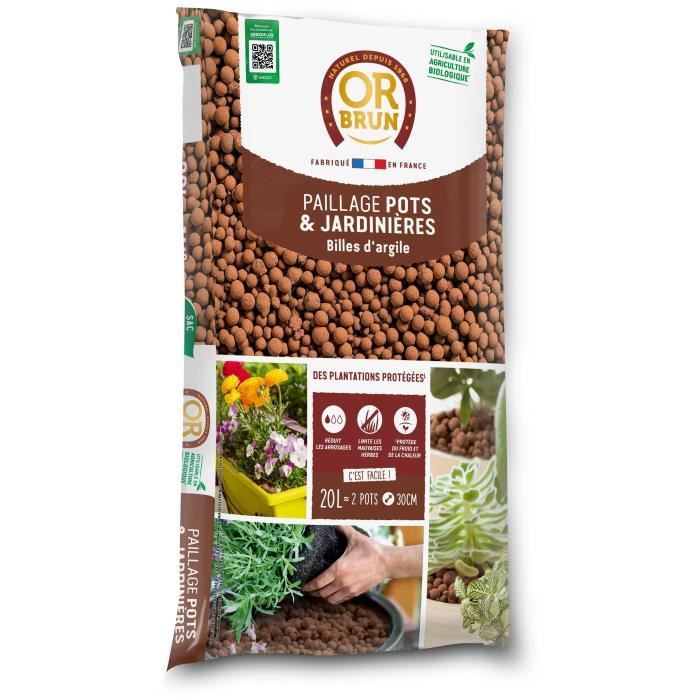 BROWN GOLD Clay Pebbles - 20 L - Promotes Drainage