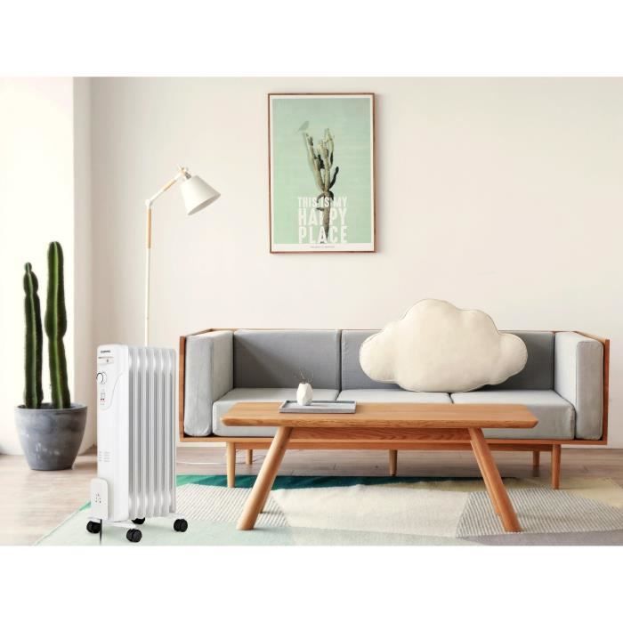 OCEANIC 1500W Oil-Filled Electric Radiator - 3 Power Settings - 7 Elements - White - Portable