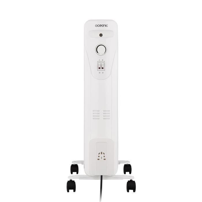 OCEANIC 1500W Oil-Filled Electric Radiator - 3 Power Settings - 7 Elements - White - Portable