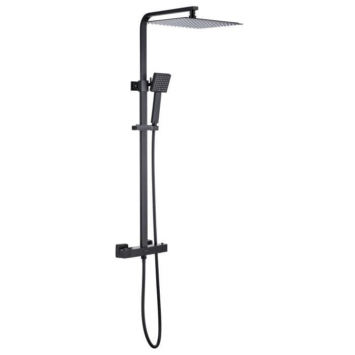OCEANIC Shower Column - Thermostatic Mixer with Cool-Touch Body - Matte Black
