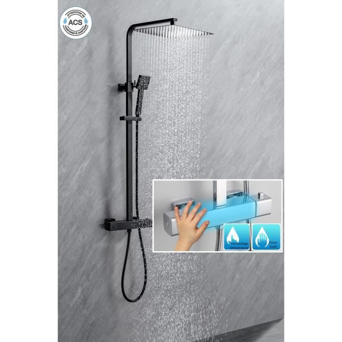 OCEANIC Shower Column - Thermostatic Mixer with Cool-Touch Body - Matte Black