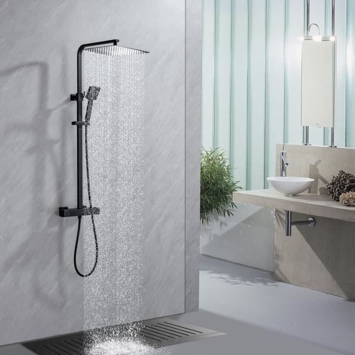 OCEANIC Shower Column - Thermostatic Mixer with Cool-Touch Body - Matte Black