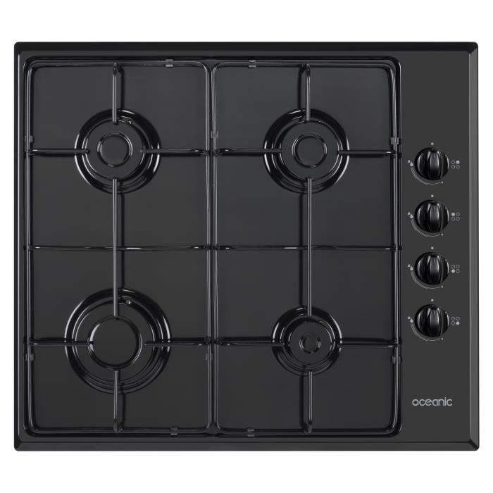 OCEANIC Gas Hob - 4 Burners - 58 x 51 cm - Black Enamel 4-burner