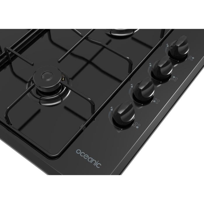 OCEANIC Gas Hob - 4 Burners - 58 x 51 cm - Black Enamel 4-burner