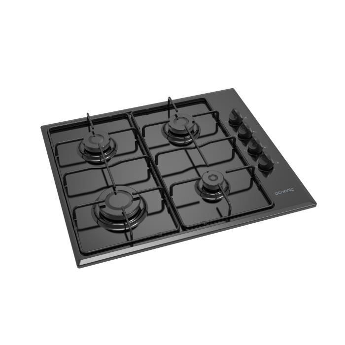 OCEANIC Gas Hob - 4 Burners - 58 x 51 cm - Black Enamel 4-burner