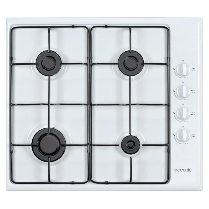 OCEANIC Gas Hob - 4 Burners - 58 x 51 cm - White Enamel 4-burner