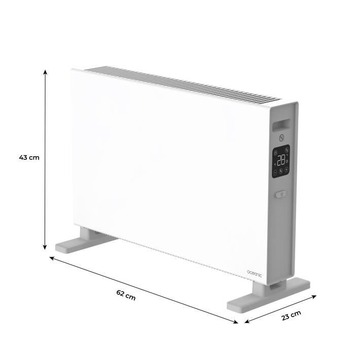 OCEANIC Mobile Electric Convector Heater - 2000W - 2 Power Settings - Matte White