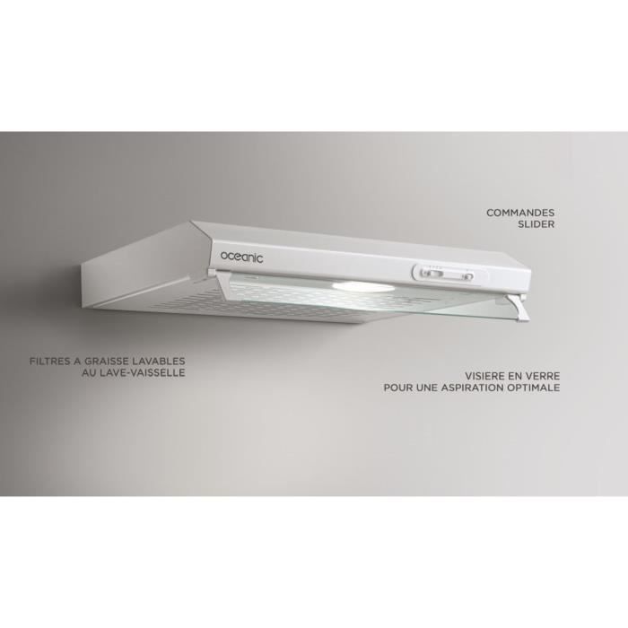 OCEANIC Canopy Cooker Hood - 60 cm - White - OCEAHT205W