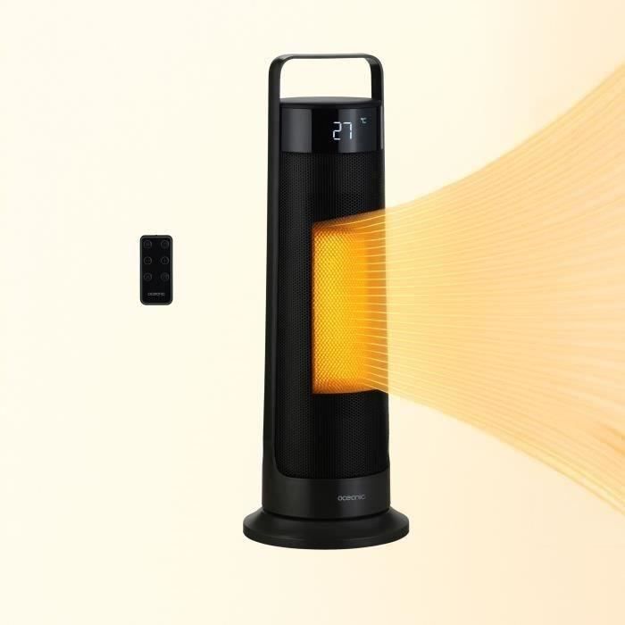 Oscillating fan heater - Ceramic - OCEANIC - 2000 W - Remote control - Black