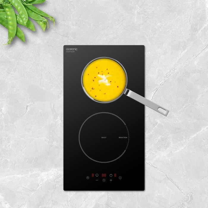 OCEANIC Domino induction noir encastrable - 3500W - 2 Boosters