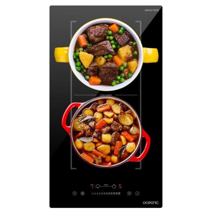 OCEANIC Induction Hob - OCEATI2Z2BF - 2 Cooking Zones - 3600W - Black