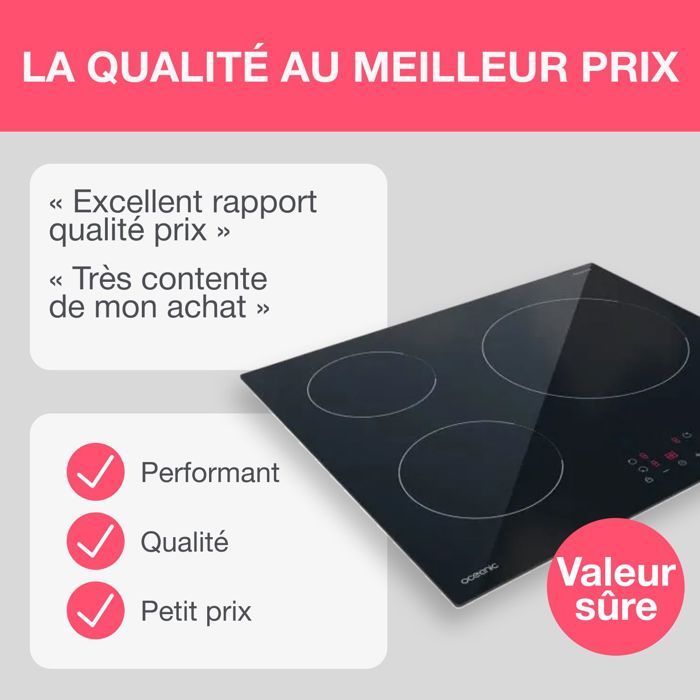 OCEANIC Induction Hob - OCEATI3Z7B - 3 Cooking Zones - 5500W 3-burner