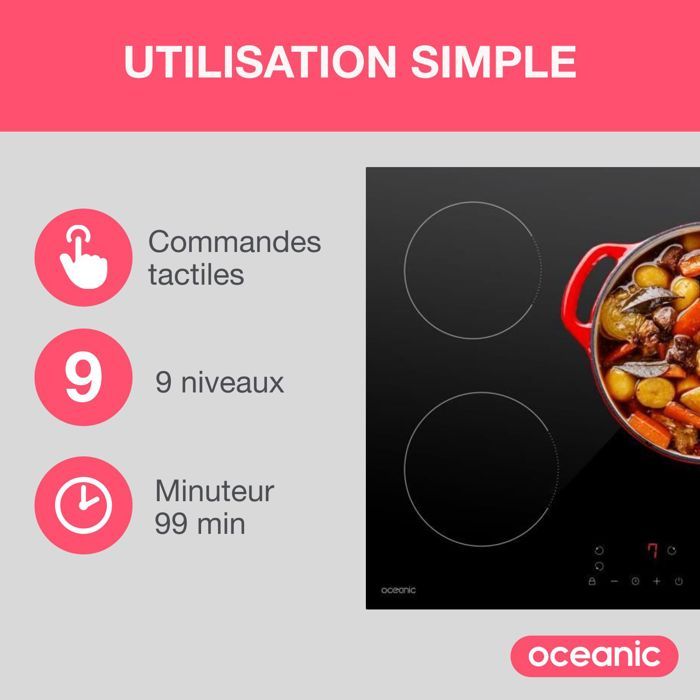 OCEANIC Induction Hob - OCEATI3Z7B - 3 Cooking Zones - 5500W 3-burner