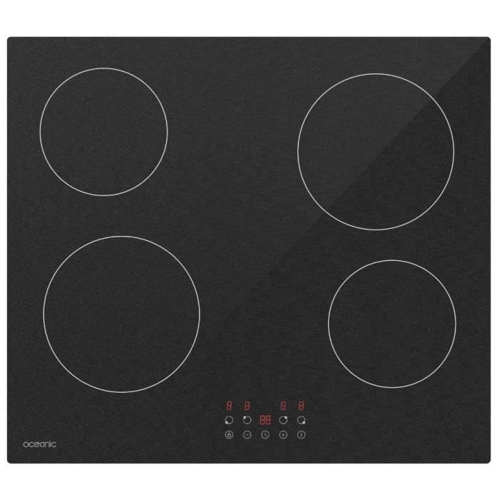 OCEANIC Ceramic Hob - 4 Burners - 59 x 52 cm - Black