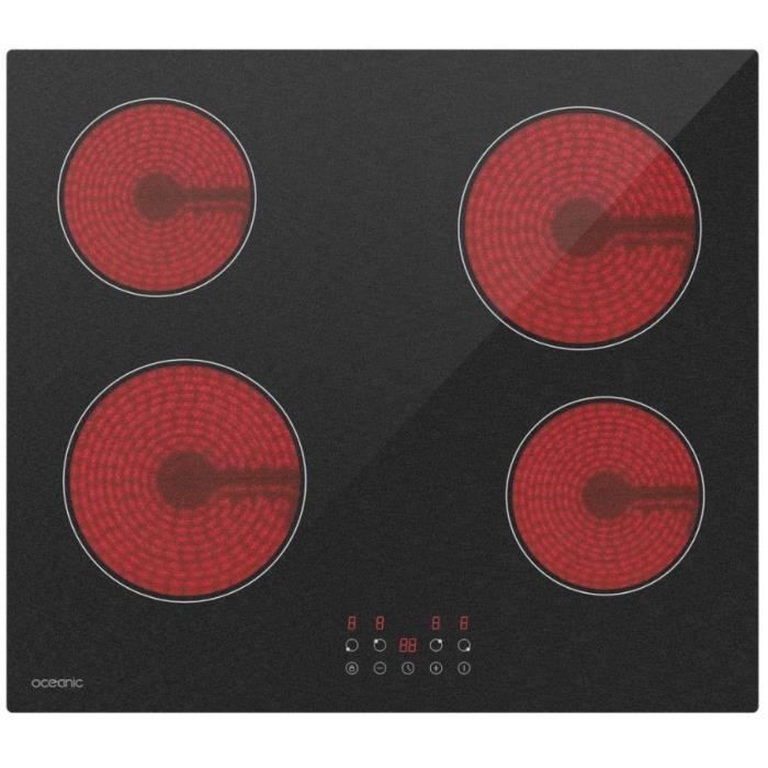 OCEANIC Ceramic Hob - 4 Burners - 59 x 52 cm - Black
