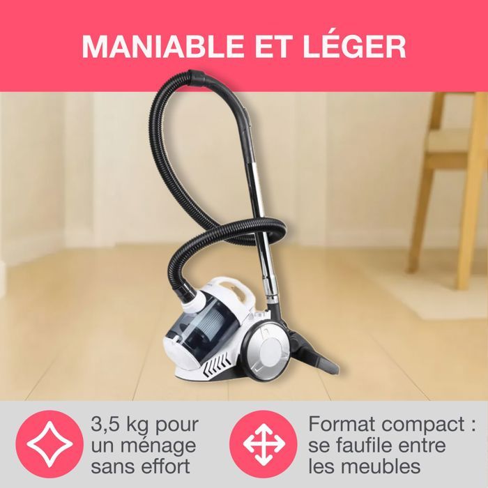 Oceanic Bagless Canister Vacuum Cleaner - 700 W - 3 L - White - VC10WBAX2