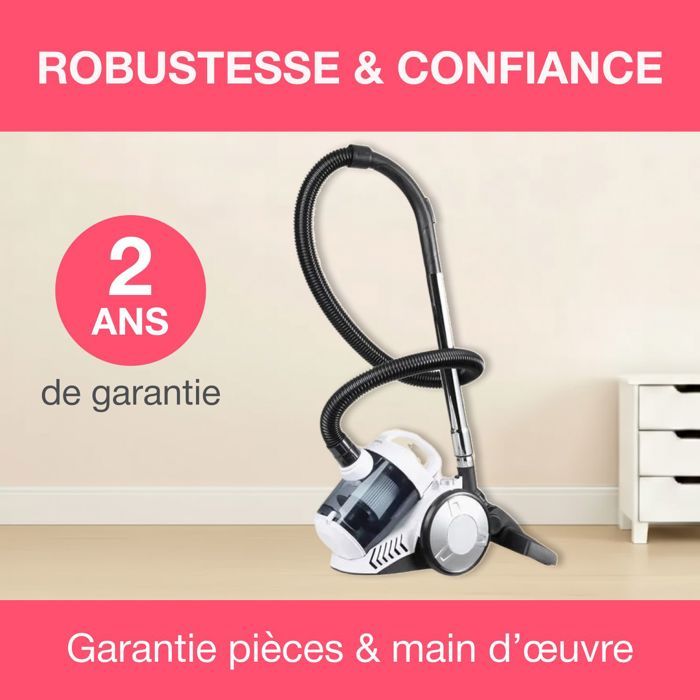 Oceanic Bagless Canister Vacuum Cleaner - 700 W - 3 L - White - VC10WBAX2