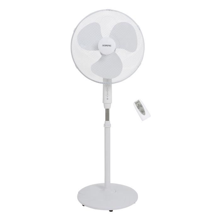 OCEANIC Pedestal Fan - 45 W - Ø 44 cm - 3 Speeds - Oscillating - Tilting - White