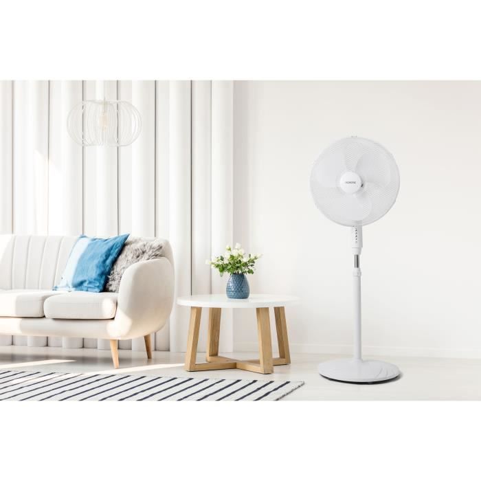 OCEANIC Pedestal Fan - 45 W - Ø 44 cm - 3 Speeds - Oscillating - Tilting - White
