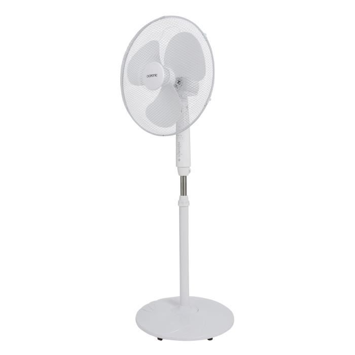 OCEANIC Pedestal Fan - 45 W - Ø 44 cm - 3 Speeds - Oscillating - Tilting - White