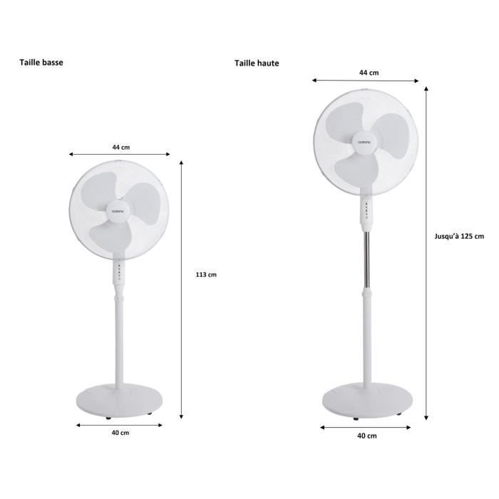 OCEANIC Pedestal Fan - 45 W - Ø 44 cm - 3 Speeds - Oscillating - Tilting - White