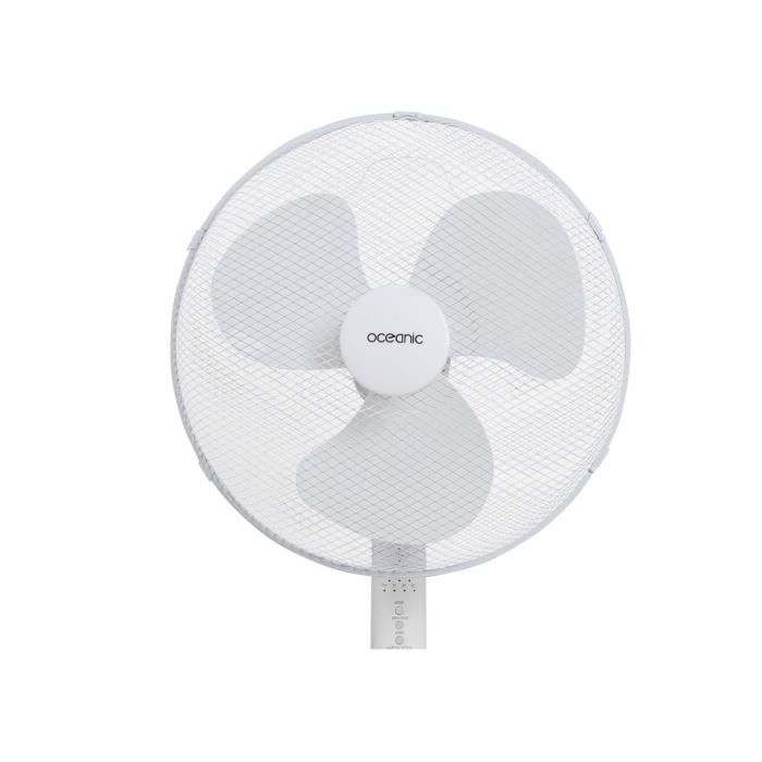 OCEANIC Pedestal Fan - 45 W - Ø 44 cm - 3 Speeds - Oscillating - Tilting - White