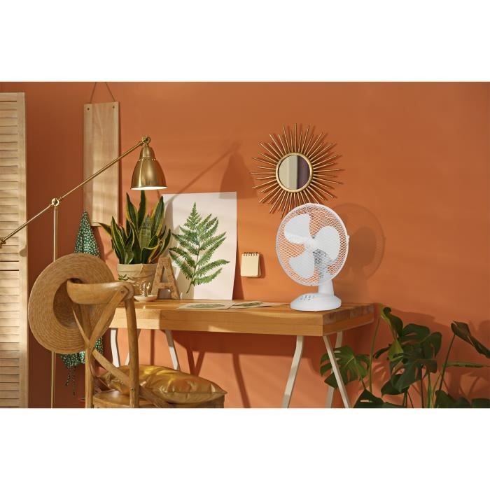 OCEANIC Table Fan - 30W - 23 cm - 2 Speeds - Oscillating - White