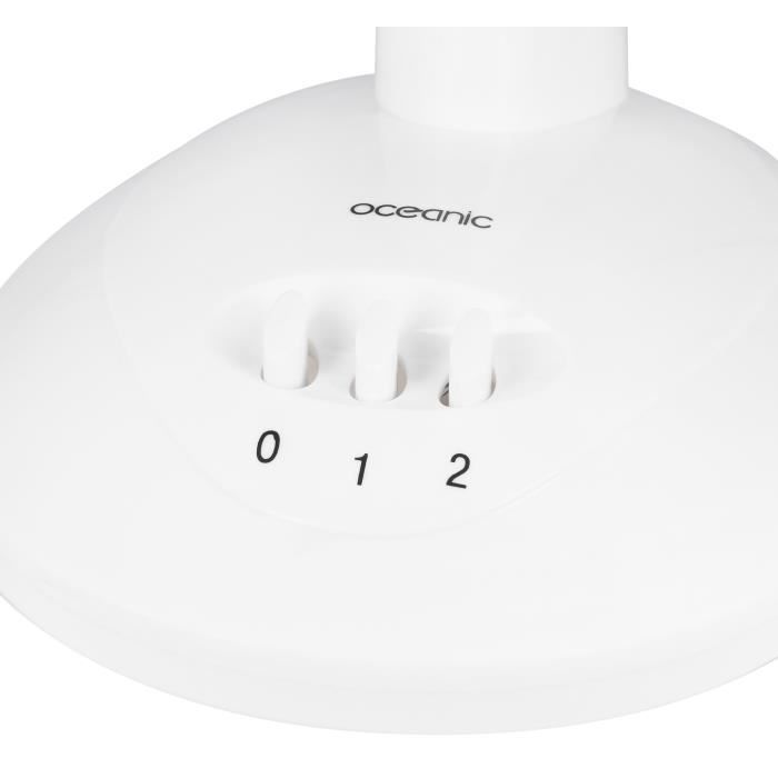 OCEANIC Table Fan - 30W - 23 cm - 2 Speeds - Oscillating - White