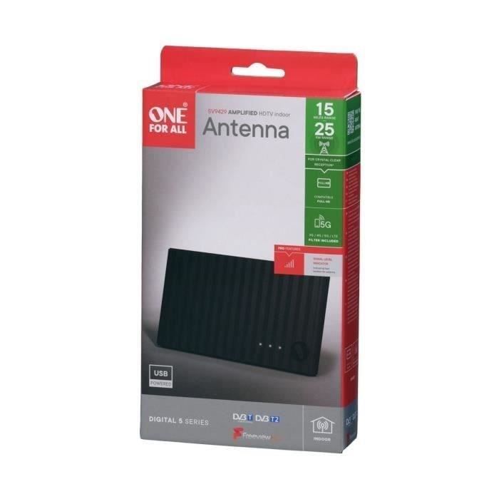 ONE FOR ALL Amplified Indoor Antenna - 25km Range - Bright Signal