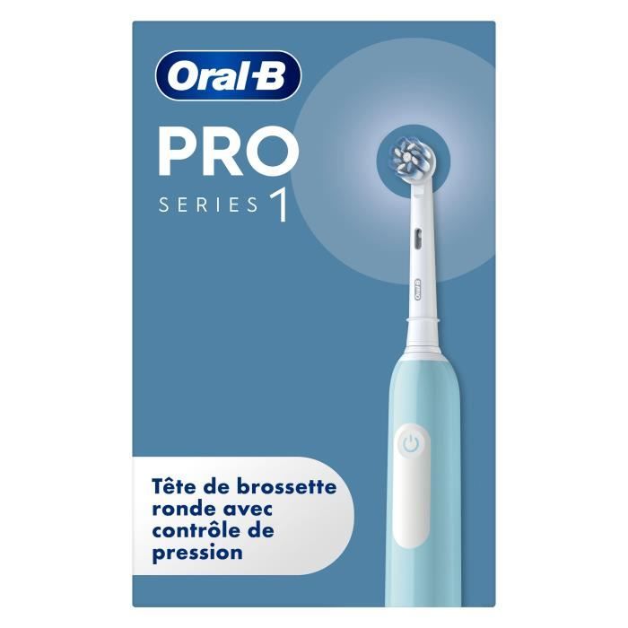 Oral-B Pro Series 1 Brosse a dents électrique bleue, Sensitive Clean, 1 Brossette, Capteur de pression pour protéger les gencives