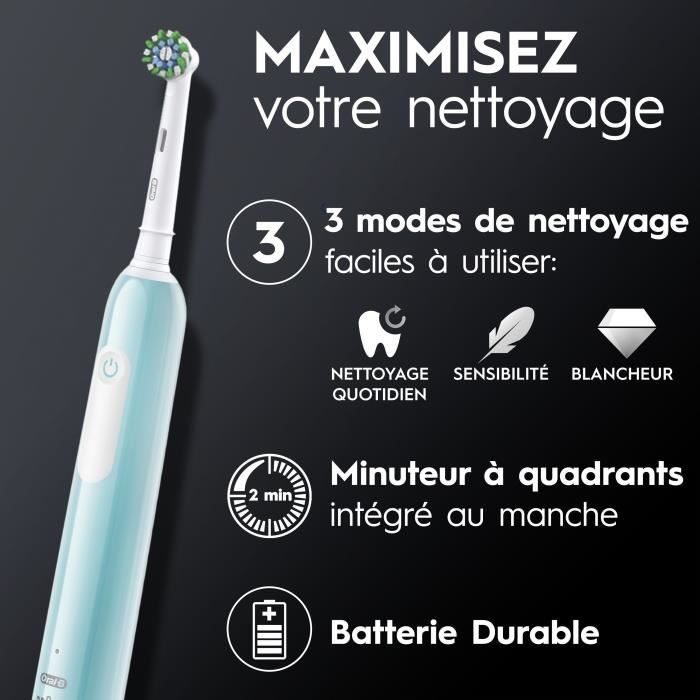 Oral-B Pro Series 1 Brosse a dents électrique bleue, Sensitive Clean, 1 Brossette, Capteur de pression pour protéger les gencives