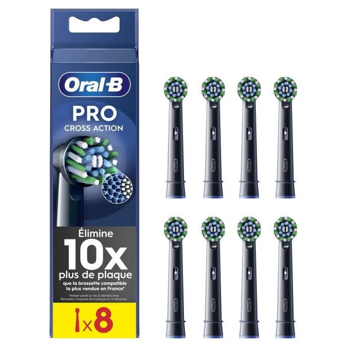 Oral-B Cross Action Pro Brush Heads, Pack of 8, Black