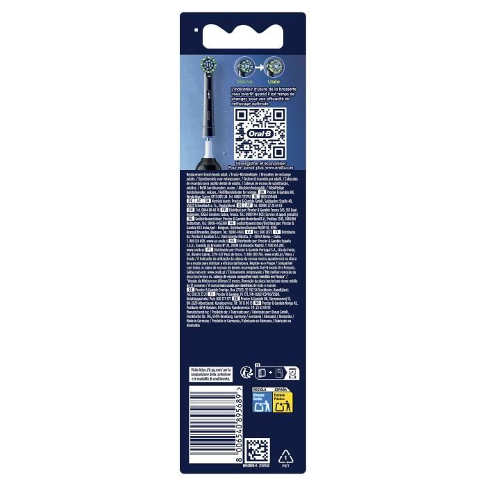 Oral-B Cross Action Pro Brush Heads, Pack of 8, Black