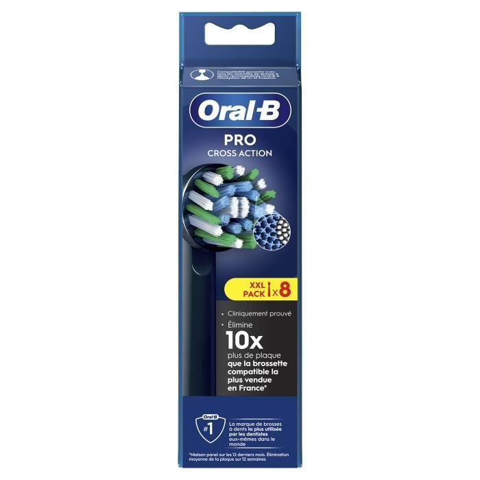 Oral-B Cross Action Pro Brush Heads, Pack of 8, Black