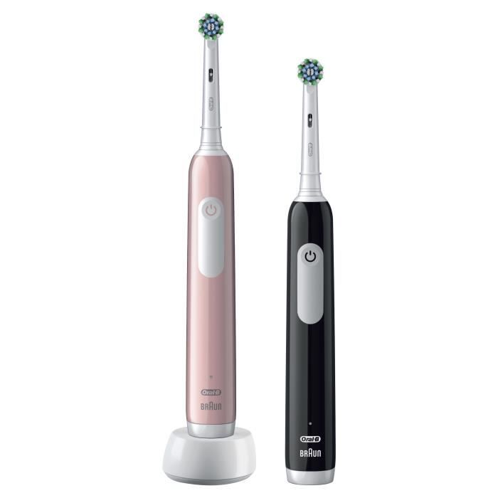 Oral-B Pro Series 1 Electric Toothbrush Duo Pink and Black, 3D Cleaning, 2 Brush Heads, 1 Charger