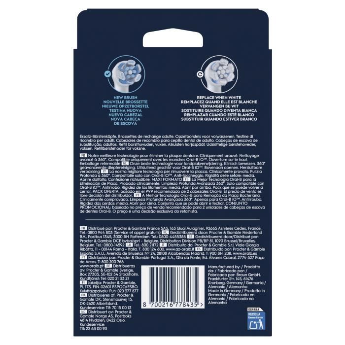 Oral-B iO Ultimate Clean Brush Heads - Pack of 8 - White