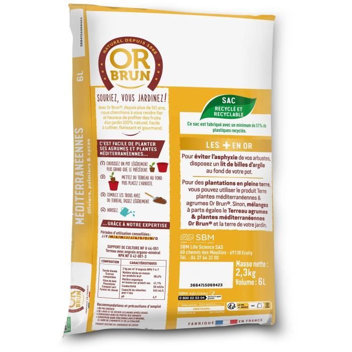OR BRUN Citrus & Mediterranean Plant Soil - OBRTAGR6U - 6 L