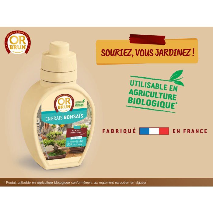 Bonsai Fertilizer - OR BRUN - OBRECLBONSAI250 - 250 ml - Improves and promotes growth - Made in France