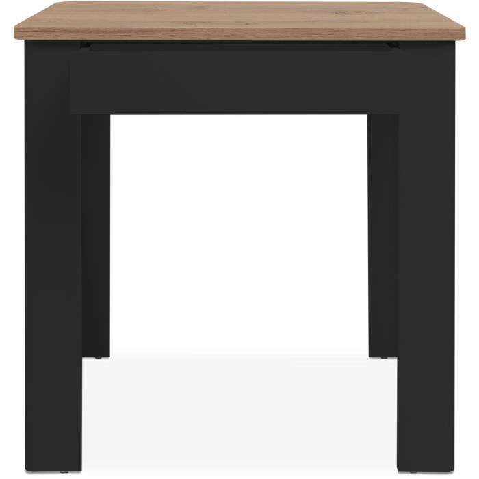 OSLO Table - Rectangular - Seats 4 - 80 x 77 x 80 cm - Black/ Artisan Oak